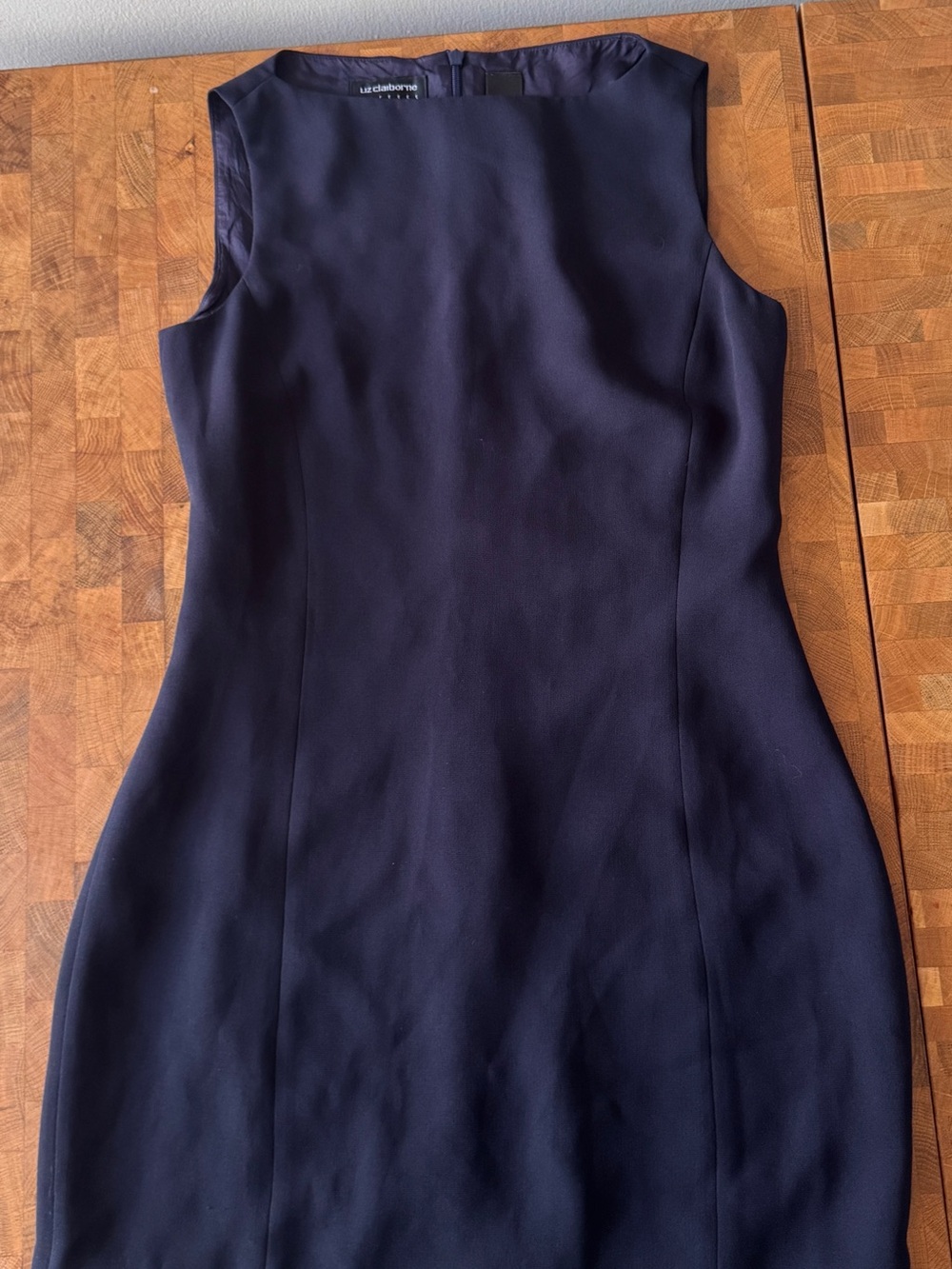Liz Claiborne Navy Sleeveless Midi Sheath Dress